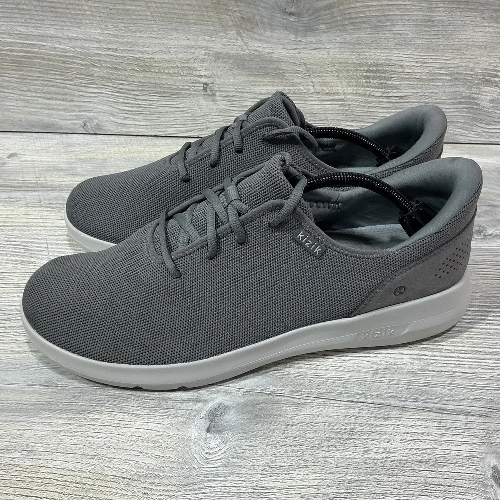 Kizik Madrid Eco Knit Men's Size 12 Wide Grey White Hands Free Sneakers Shoes